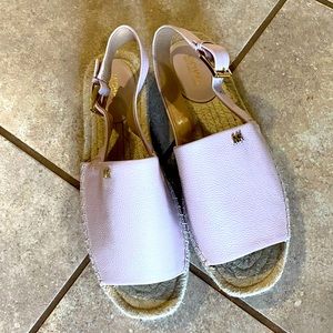 Michael Kors Fisher Pink Leather Espadrilles Sandals Slingback